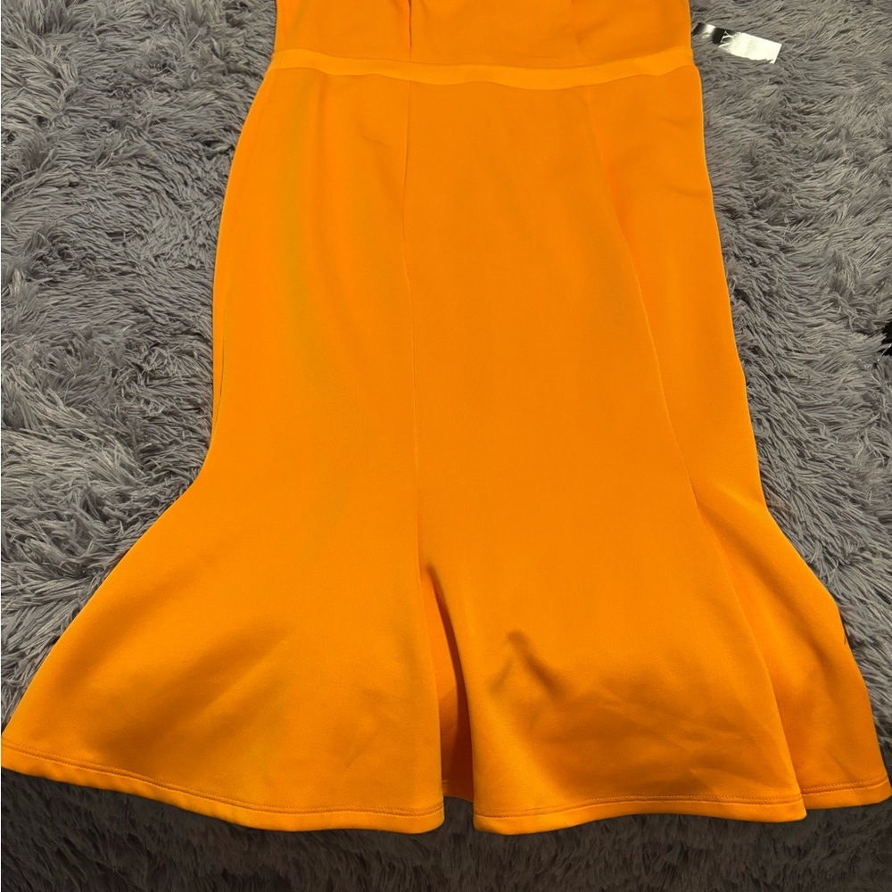 Vibrant Orange Dress with lace top.